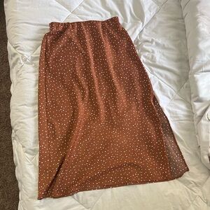 Satin polka dot midi skirt